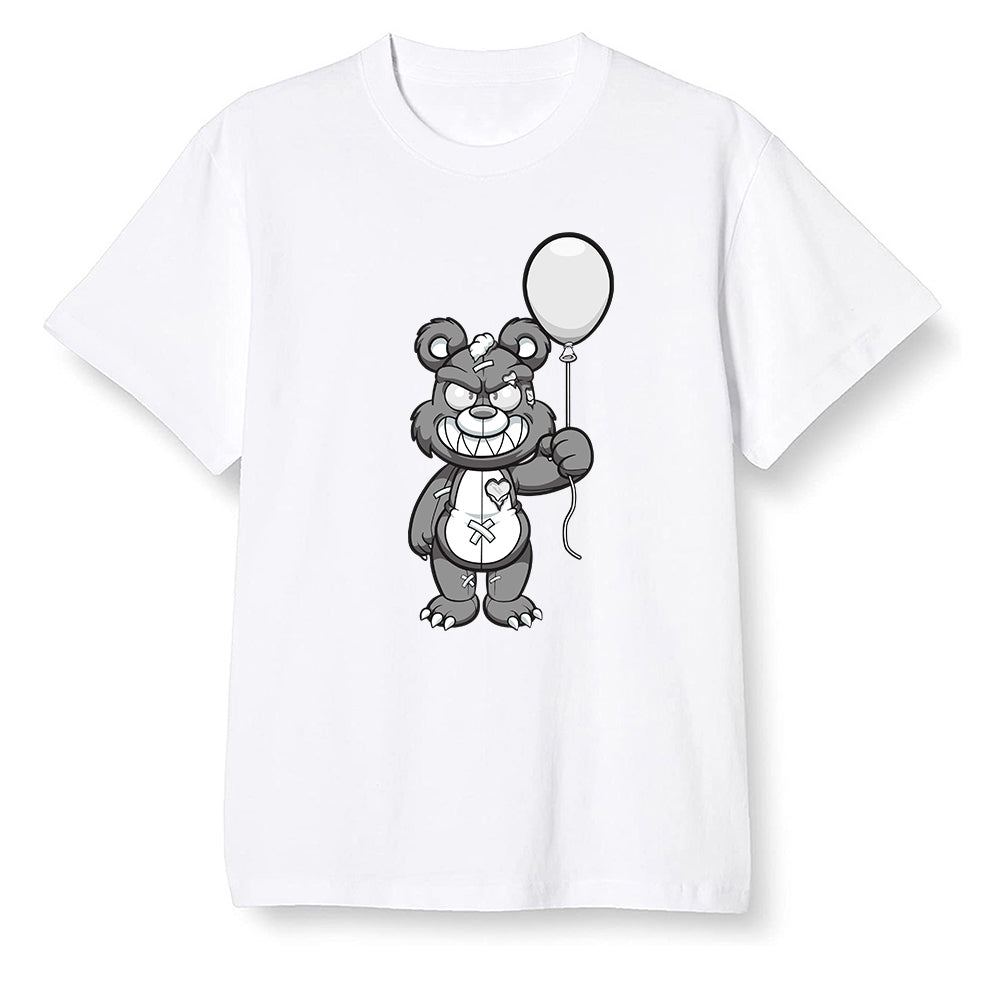 Pop Colour AJ1 High OG Silver TOE - Evil bear with balloon  - White Men T-shirt