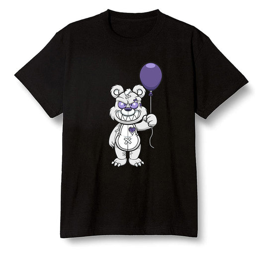 Pop Colour AJ1 High OG Court Purple - Evil bear with balloon  - Black Men T-shirt