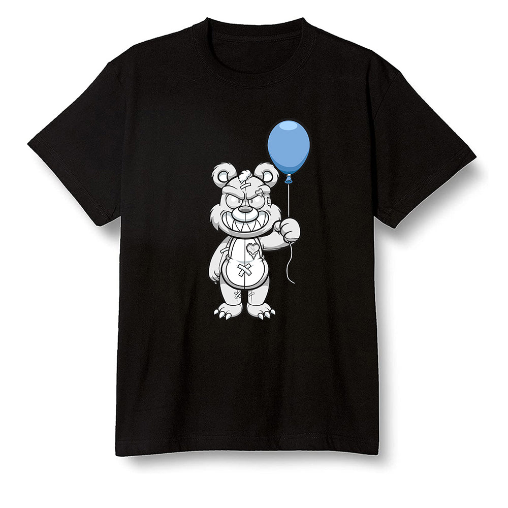 Pop Colour AJ1 Low Wolf Grey/Sail/Photon Dust/White - Evil bear with balloon  - Black Men T-shirt