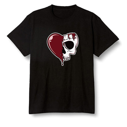 Pop Colour AJ1 Low Black Toe - Heart melting skull  - Black Men T-shirt