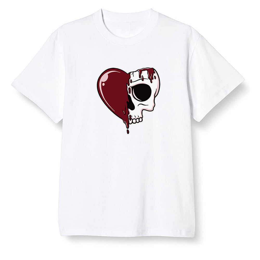 Pop Colour AJ1 Low Black Toe - Heart melting skull  - White Men T-shirt