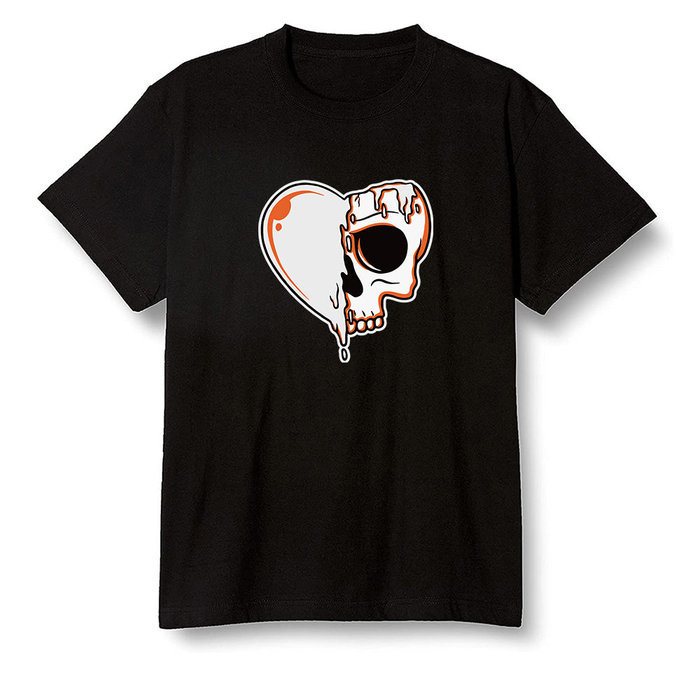 Pop Colour AJ1 Retro High OG Electro Orange - Heart melting skull  - Black Men T-shirt