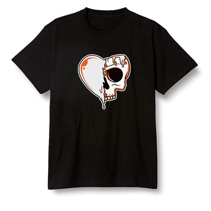 Pop Colour AJ1 Retro High OG Electro Orange - Heart melting skull  - Black Men T-shirt