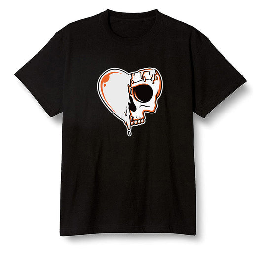 Pop Colour AJ1 Retro High OG Electro Orange - Heart melting skull  - Black Men T-shirt