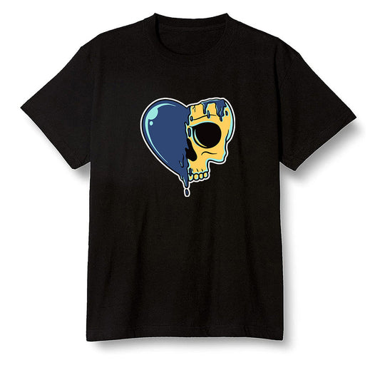 Pop Colour AJ1 Retro High OG Tokyo Bio Hack - Heart melting skull  - Black Men T-shirt
