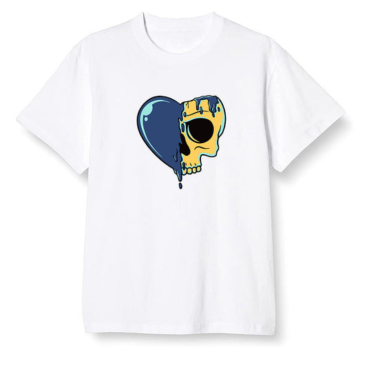 Pop Colour AJ1 Retro High OG Tokyo Bio Hack - Heart melting skull  - White Men T-shirt