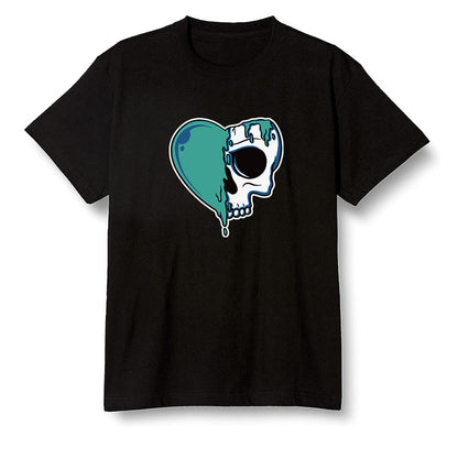 Pop Colour AJ1 High OG TIE DYE - Heart melting skull  - Black Men T-shirt
