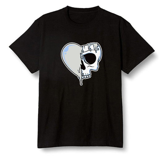 Pop Colour AJ1 Low Wolf Grey/Sail/Photon Dust/White - Heart melting skull  - Black Men T-shirt