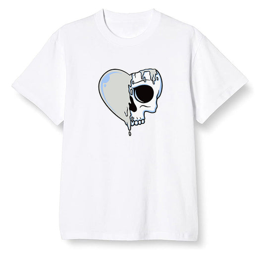 Pop Colour AJ1 Low Wolf Grey/Sail/Photon Dust/White - Heart melting skull  - White Men T-shirt