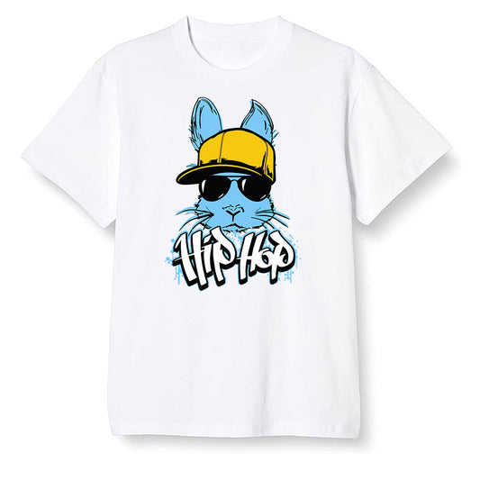 Pop Colour AJ1 Retro Low 'West Coast' White/Varsity Maize-University Blue - Hip Hop bunny - White Men T-shirt