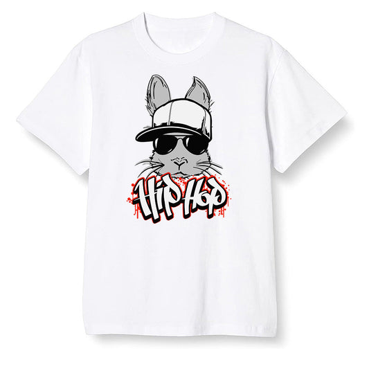 Pop Colour AJ1 Low GS Light Smoke Grey - Hip Hop bunny - White Men T-shirt