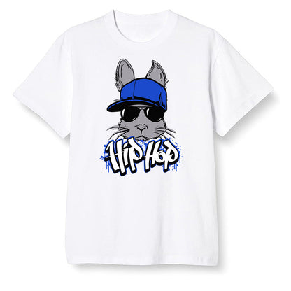 Pop Colour AJ1 Mid Hyper Royal - Hip Hop bunny - White Men T-shirt