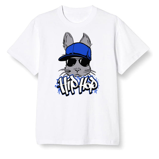 Pop Colour AJ1 Mid Hyper Royal - Hip Hop bunny - White Men T-shirt