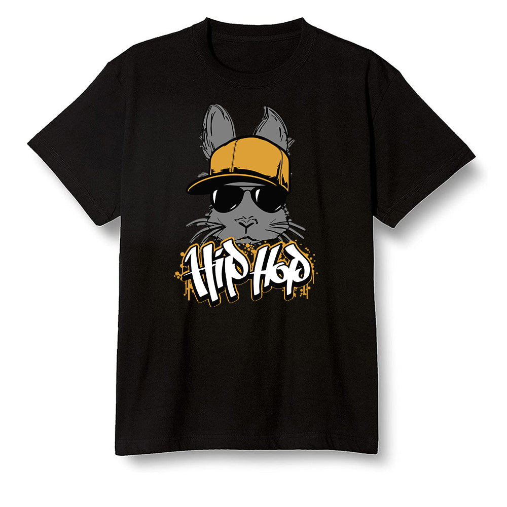 Pop Colour AJ1 Retro High OGetallic Gold - Hip Hop bunny - Black Men T-shirt