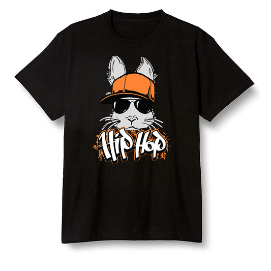 Pop Colour AJ1 Retro High OG Electro Orange - Hip Hop bunny - Black Men T-shirt