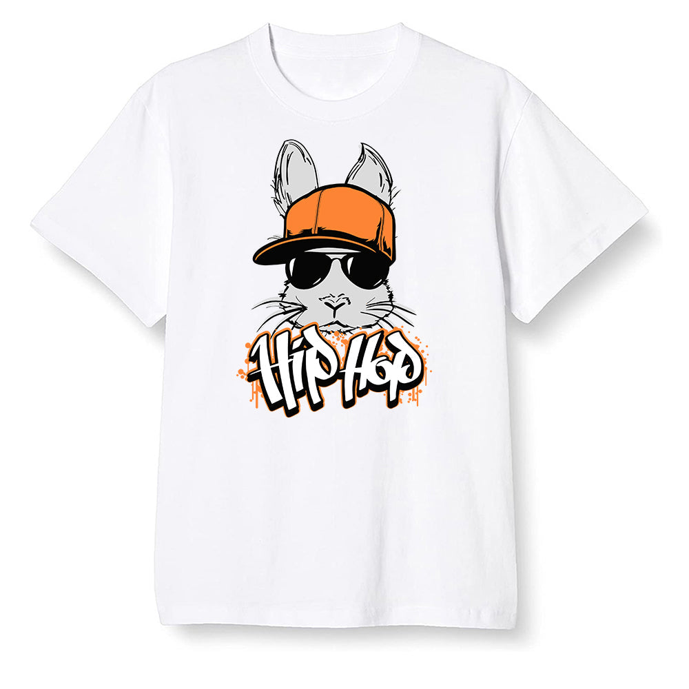 Pop Colour AJ1 Retro High OG Electro Orange - Hip Hop bunny - White Men T-shirt