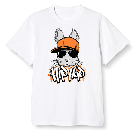 Pop Colour AJ1 Retro High OG Electro Orange - Hip Hop bunny - White Men T-shirt