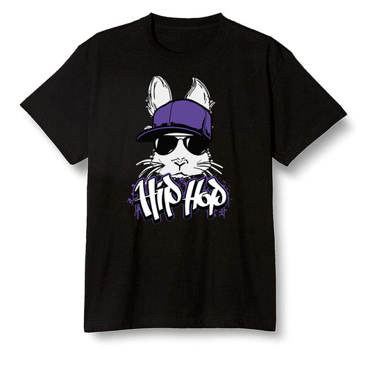 Pop Colour AJ1 Retro High OG Court Purple - Hip Hop bunny - Black Men T-shirt