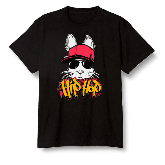 Pop Colour AJ1 Retro High OG Light Fusion Red - Hip Hop bunny - Black Men T-shirt