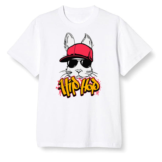 Pop Colour AJ1 Retro High OG Light Fusion Red - Hip Hop bunny - White Men T-shirt