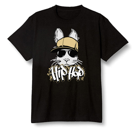 Pop Colour AJ1 Retro High OG NRG Gold TOE - Hip Hop bunny - Black Men T-shirt