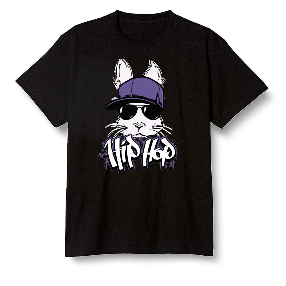 Pop Colour AJ1 High OG Court Purple - Hip Hop bunny - Black Men T-shirt