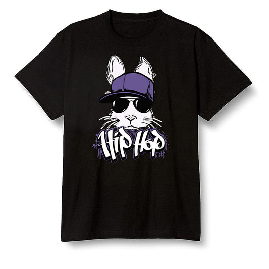 Pop Colour AJ1 High OG Court Purple - Hip Hop bunny - Black Men T-shirt