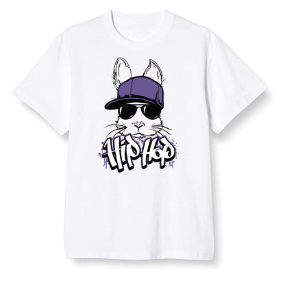 Pop Colour AJ1 High OG Court Purple - Hip Hop bunny - White Men T-shirt