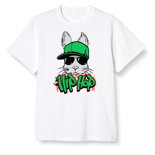 Pop Colour AJ1 High OG Lucky Green - Hip Hop bunny - White Men T-shirt