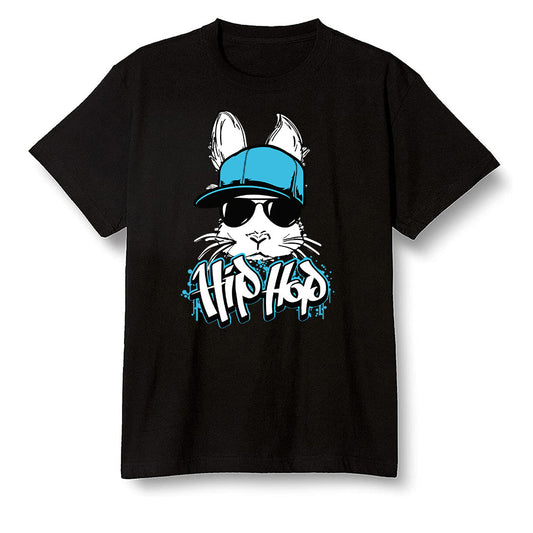 Pop Colour AJ13 Retro Obsidian Powder Blue - Hip Hop bunny - Black Men T-shirt
