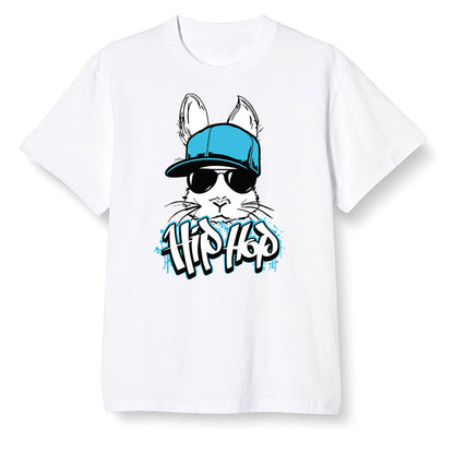 Pop Colour AJ13 Retro Obsidian Powder Blue - Hip Hop bunny - White Men T-shirt