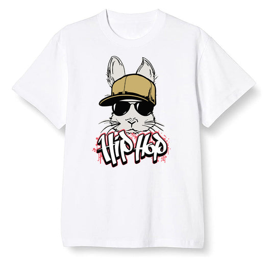 Pop Colour AJ13 Retro CNY - Hip Hop bunny - White Men T-shirt