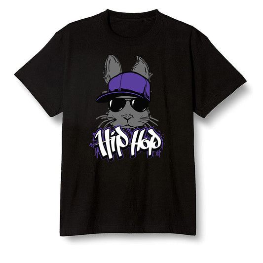 Pop Colour AJ13 Retro Court Purple - Hip Hop bunny - Black Men T-shirt