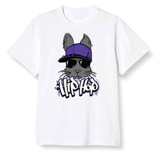 Pop Colour AJ13 Retro Court Purple - Hip Hop bunny - White Men T-shirt