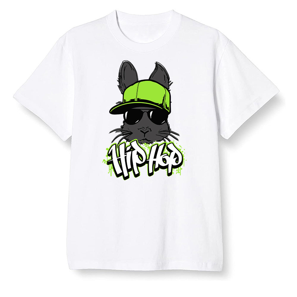 Pop Colour AJ6 Retro Electric Green - Hip Hop bunny - White Men T-shirt