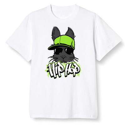 Pop Colour AJ6 Retro Electric Green - Hip Hop bunny - White Men T-shirt