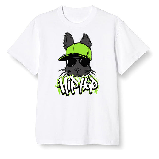 Pop Colour AJ6 Retro Electric Green - Hip Hop bunny - White Men T-shirt