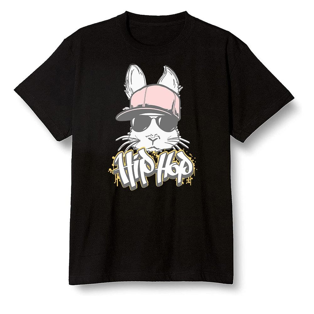 Pop Colour AJ6 Retro Gold Hoops - Hip Hop bunny - Black Men T-shirt