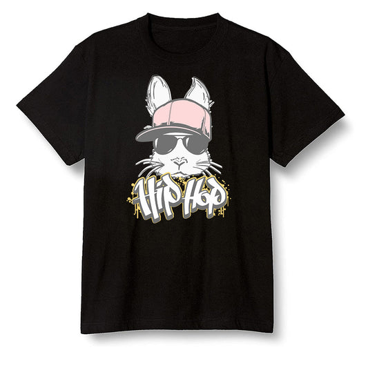 Pop Colour AJ6 Retro Gold Hoops - Hip Hop bunny - Black Men T-shirt