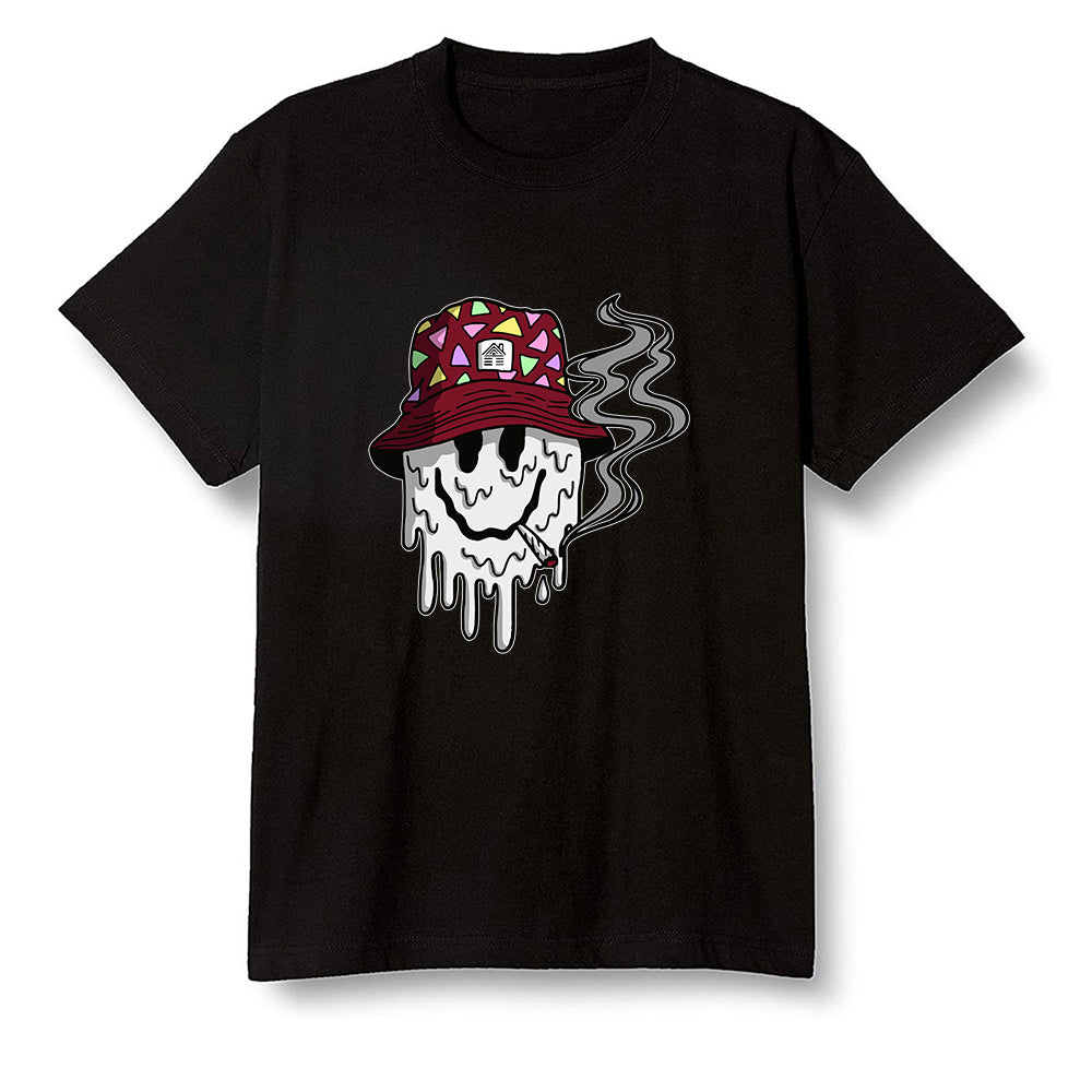 Pop Colour AJ1 Low Black Toe - Hippie smiley face  - Black Men T-shirt