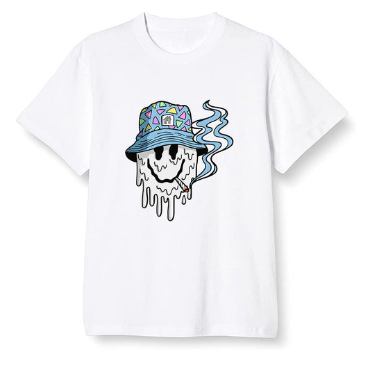 Pop Colour AJ1 Retro High OG University Blue - Hippie smiley face  - White Men T-shirt