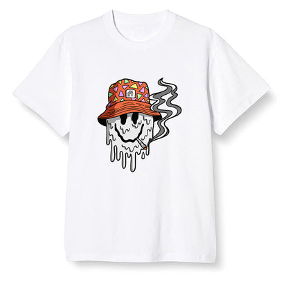 Pop Colour AJ1 Retro High OG Electro Orange - Hippie smiley face  - White Men T-shirt