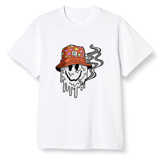 Pop Colour AJ1 Retro High OG Electro Orange - Hippie smiley face  - White Men T-shirt