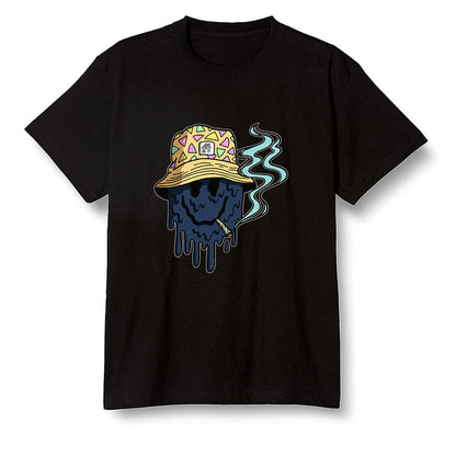 Pop Colour AJ1 Retro High OG Tokyo Bio Hack - Hippie smiley face  - Black Men T-shirt