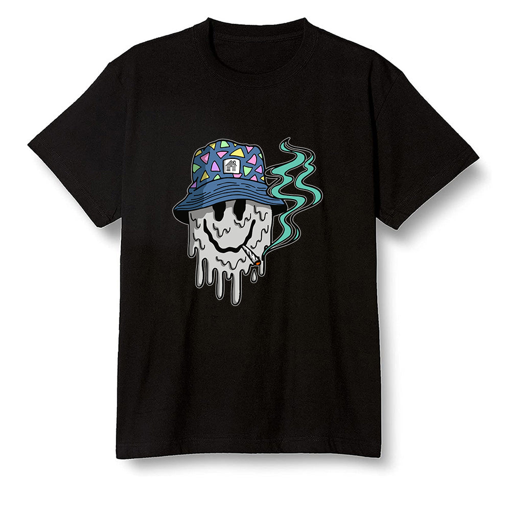 Pop Colour AJ1 High OG TIE DYE - Hippie smiley face  - Black Men T-shirt