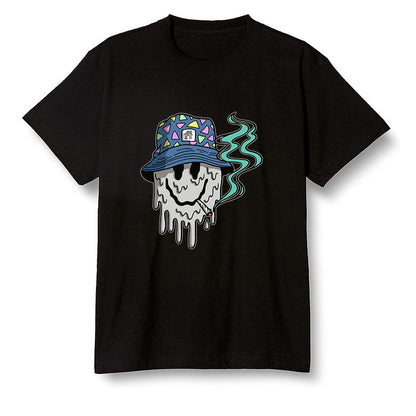 Pop Colour AJ1 High OG TIE DYE - Hippie smiley face  - Black Men T-shirt