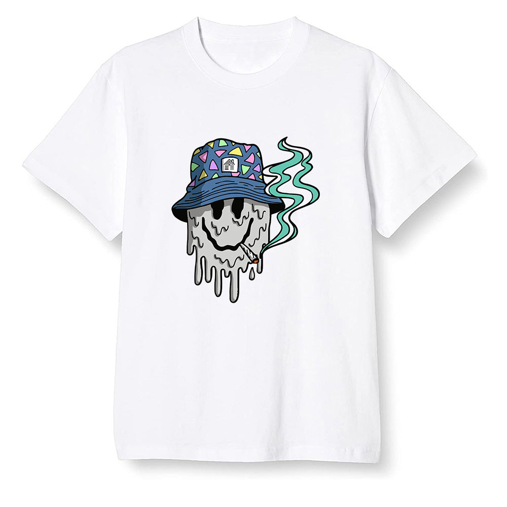 Pop Colour AJ1 High OG TIE DYE - Hippie smiley face  - White Men T-shirt