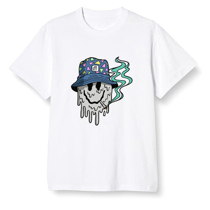 Pop Colour AJ1 High OG TIE DYE - Hippie smiley face  - White Men T-shirt