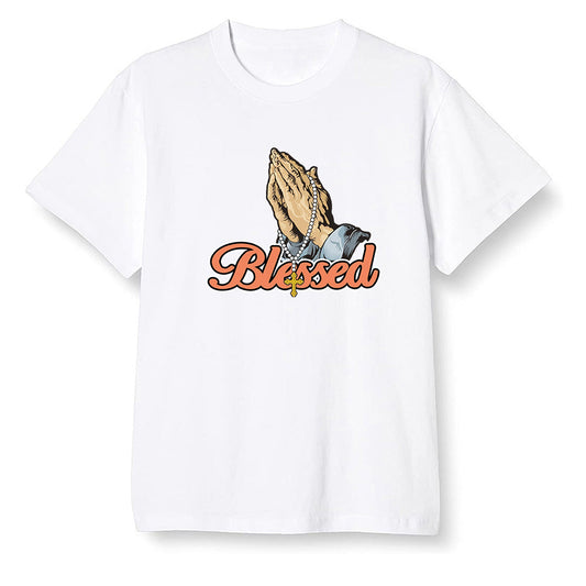 Pop Colour AJ1 Retro High OG Electro Orange - I Blessed - White Men T-shirt