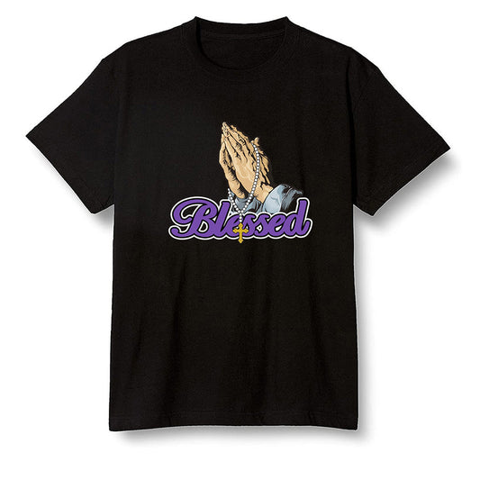 Pop Colour AJ1 Retro High OG Court Purple - I Blessed - Black Men T-shirt